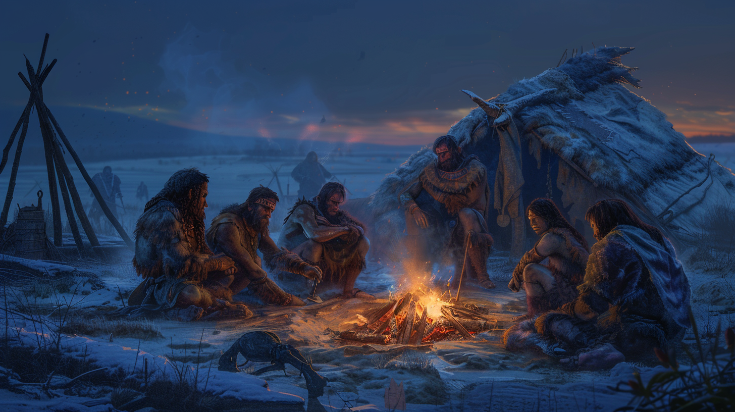 Ideaproject A Middle Pleistocene Encampment At Dusk. A Family C7305c68 A2a0 4be8 8c12 2a2580624778 0